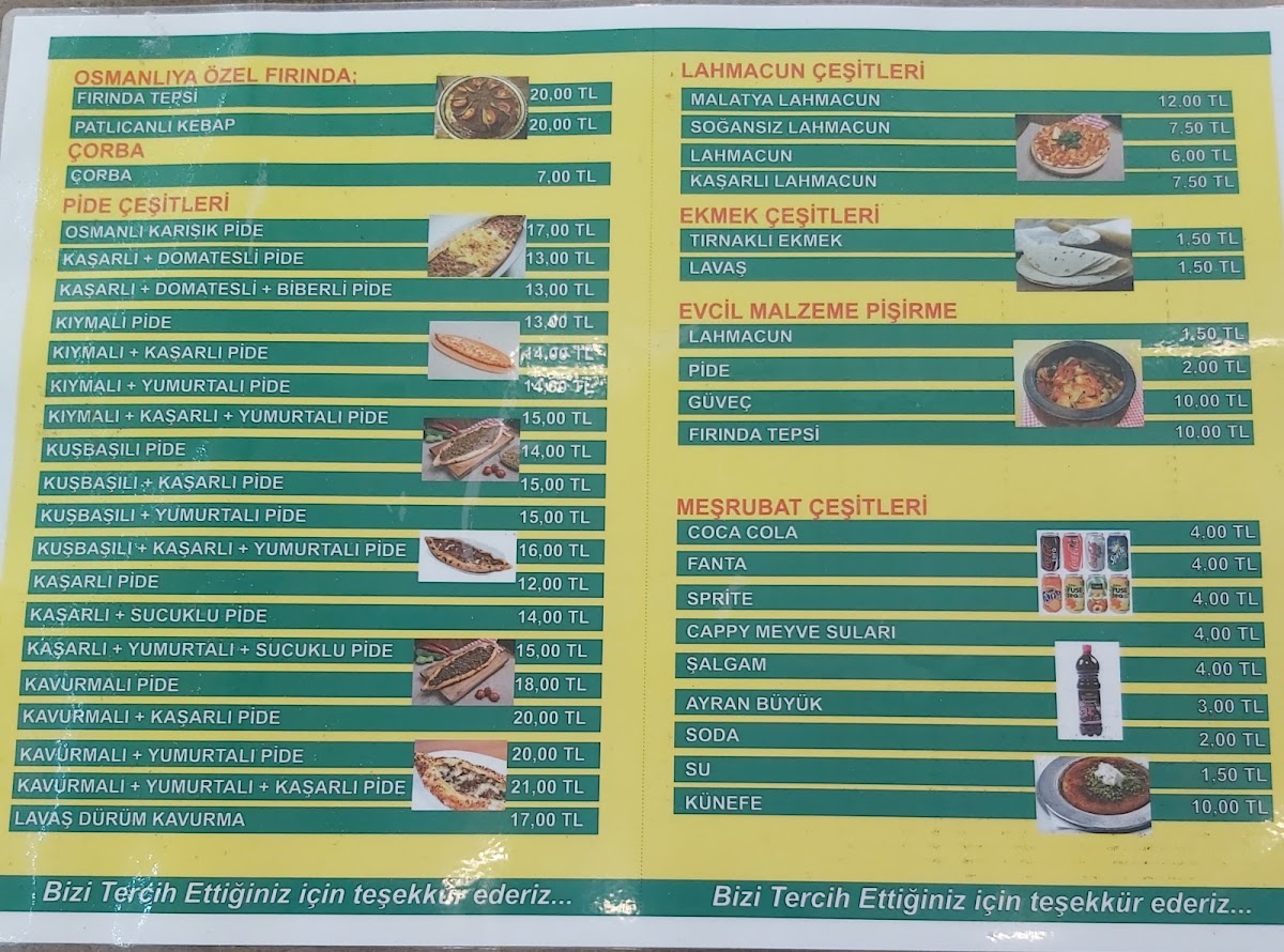 Menu Osmanlı Lahmacun Pide-1