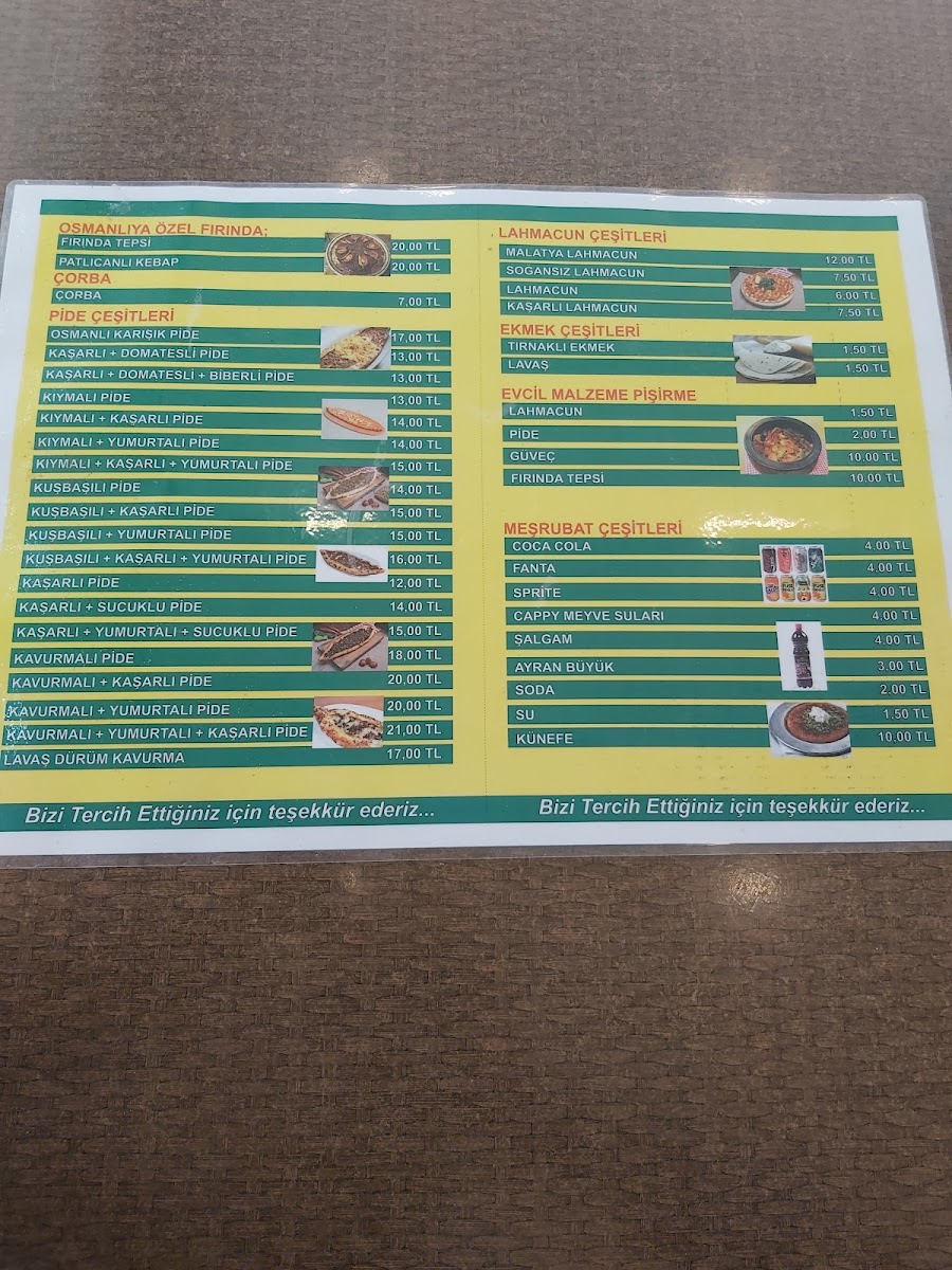 Menu Osmanlı Lahmacun Pide-2